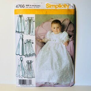 Simplicity 4766 Babies Christening Dress & Hood Cape Sewing Pattern FF
